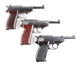 (C) Lot of 3: German P.38's & French P4 Semi-Automatic Pistols.