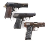 (C) Lot of 3: Nazi Marked European Semi-Automatic Pocket Pistols.