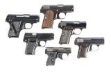 (C) Lot of 6: Pre-War European Semi-Automatic Pocket Pistols.