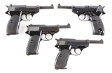 (C) Lot of 4: German Walther P.38's & French Manurhin P.4 Semi-Automatic Pistols.