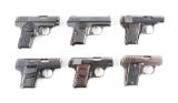 (C) Lot of 6: Pre-War European Pocket Pistols.