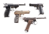 (C) Lot of 4 WWII Foreign Axis Semi-Automatic Pistols: Italian Beretta 1934, Nazi CZ27, Walther AC44