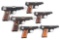 (C) Lot of 6 German Deutsche Werke Ortgies Pistols: 4 6.35, 1 .380, & 1 7.65.