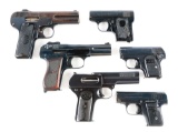 (C) Lot of 6: European Semi-Automatic Pre-war Pocket Pistols.