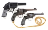 (C) Lot of 3: English Pre-War Revolvers & Flare Gun.