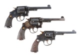(C) Lot of 3: Pre-war Smith & Wesson British Proofed Double Action Revolvers.
