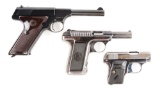 (C) Lot Of 3: Colt Challenger, Colt 1908 Vest Pocket, And Savage 1907 Pistols.