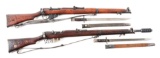 (C) Lot of 2 British WWI ShtLE III .303 Bolt Action Rifles With Bayonets: BSA 1918 & Enfield 1914.