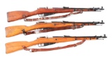 (C) Lot of 3: Communist Bloc Mosin Nagant Model 1944 Bolt Action Carbines: Polish 1952 & Hungarian 1