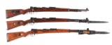(C)COLLECTORS LOT OF 3 WW2 GERMAN K-98 RIFLE WITH BAYONETS