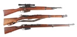 (C) Lot of 3: Carcano Carbine, Swiss K11 Carbine, & Mauser Argentino 1891.