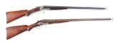 (C&A) Lot of 2: Ithaca Hammerless SxS & Parker Damascus Barreled Shotguns.