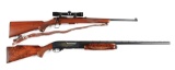 (C) Lot of 2: Ruger M77/22 Bolt Action Rifle & Remington 870 Slide Action Shotgun.