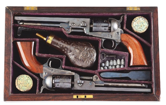 (A) Cased Pair of Legendary Division Aid De Camp Colt 1851 Navy Revolvers (1856).