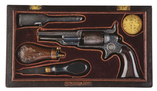 (A) Superb Cased First Model Colt Root Revolver Serial No. 16 Elaborately & Finely Factory Engraved