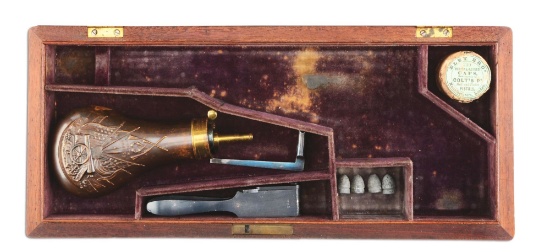 Fine Original Case for Colt 1860 Army with Bullet Mold, Colt's Patent Flask, Screwdriver & Eley's Ca