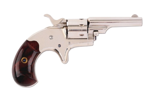 (A) Good Nickel Plated Colt Open Top Pocket Revolver (1877).