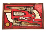 (A) Splendid Historic Ultra Deluxe Cased & Engraved Gilded Pair of Colt 1860 Army Revolvers (1869).