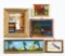 Lot Of 5: Framed Reverse On Glass Folk Art Paintings By Patricia Lausch.