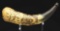 Engraved Pittsburg Powder Horn With Large British Crest Attributed To The Pointed Tree Carver, Ex. D
