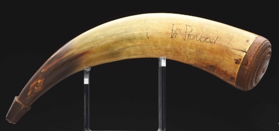 Powder Horn Of I.S. Provoost Engraved With Highlander And Attributed To The Master Carver.