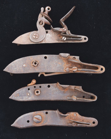 Lot Of 4: English And French Locks And Plates, One "us" Surcharged.