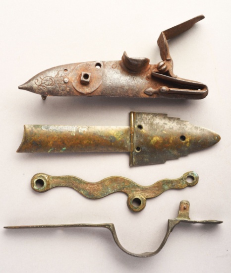 18th Century Lock And Brass Components.