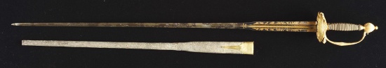 Gilt Brass Mounted Continental Small Sword & Scabbard.