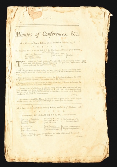Minutes Of Easton Conference / Teedyuscung 1758.