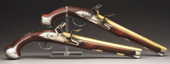 (a) General "mad" Anthony Wayne's Documented Silver-mounted Flintlock Pistols By Wilson, Given To Hi