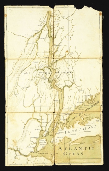 Francis Pfister's Folding Map From Of The Hudon River Corridor, Complete With Map Case, Circa 1758.