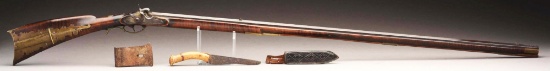 (a) Documented 1803 Dated John Brady Lehigh Percussion Kentucky Rifle With Indian Sideplate And Map