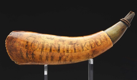 Signed Jacob Gay Powder Horn Of John Mckeen, Dated 1759, Ex. Guthman, Dupont Collections.