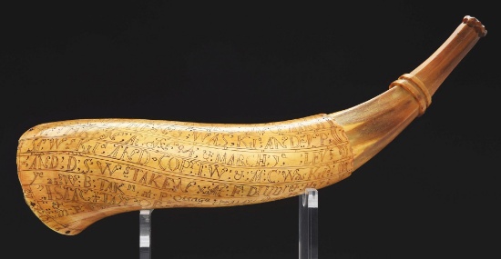 Engraved "fort No. 4" Powder Horn Of John Adams, Dated July 1748 And Listing Men Killed Since March.