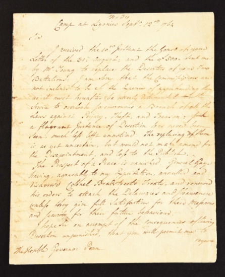 Colonel Henry Bouquet Deals With Desertion And A Pending Indian Expedition, 1764