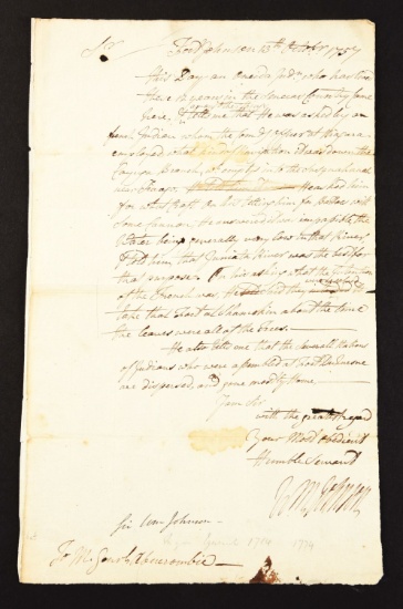 William Johnson Forwards Intelligence Of Planned French Attack On Shamokin, 1757