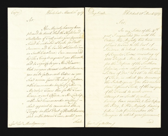 Highland Troops Sent To Protect Southern Frontier, 1757.