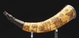 Great Britain's Wealth And Glory Engraved Powder Horn Of John Walken Attributed To The Master Carver
