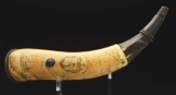 Engraved New York Map Powder Horn With Scottish Silver Mounts.