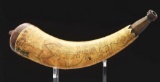 Folk Art Powder Horn Of G. Biler Featuring Fort Duquesne.