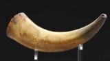Engraved Map Powder Horn With Fort, Butt Dated 1756.