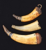 Lot Of 3: Engraved 18th Century Powder Horns.