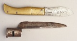 Lot Of 2: Fusil Bayonet & Signed Brass 18th Century Folding Knife.