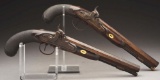 (a) Pair Of Gold Mounted Officer's Pistols By Miles Of London.