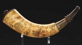 Engraved Quebec Map Powder Horn, Attributed To The Master Carver.