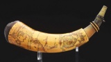 Pointed Tree Carver Attributed Ontario Map Powder Horn 