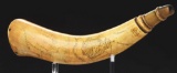 Large Engraved Map Powder Horn Featuring Forbes Road And Other Prominent French And Indian War Route