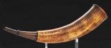 Engraved Fort Edward Map Powder Horn Of James Lekey, Dated 1757 And Signed By Carver William Akins O