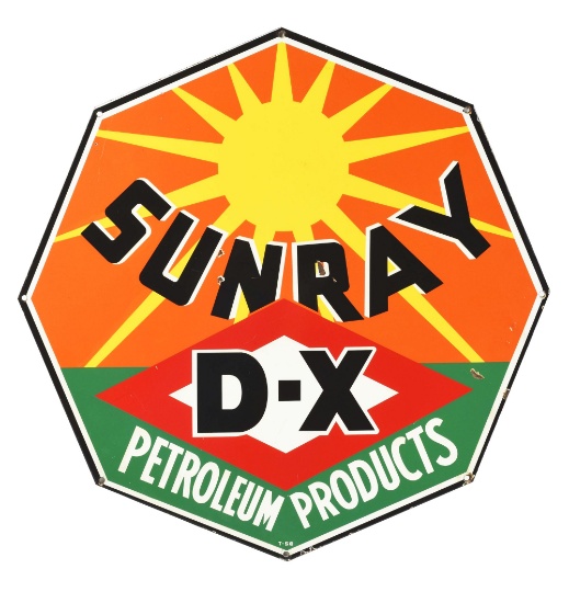 DX Sunray Gasoline & Petroleum Products Porcelain Curb Sign.