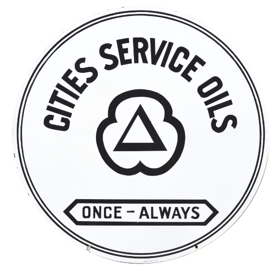 Outstanding Cities Service Oils Porcelain Service Station Sign.